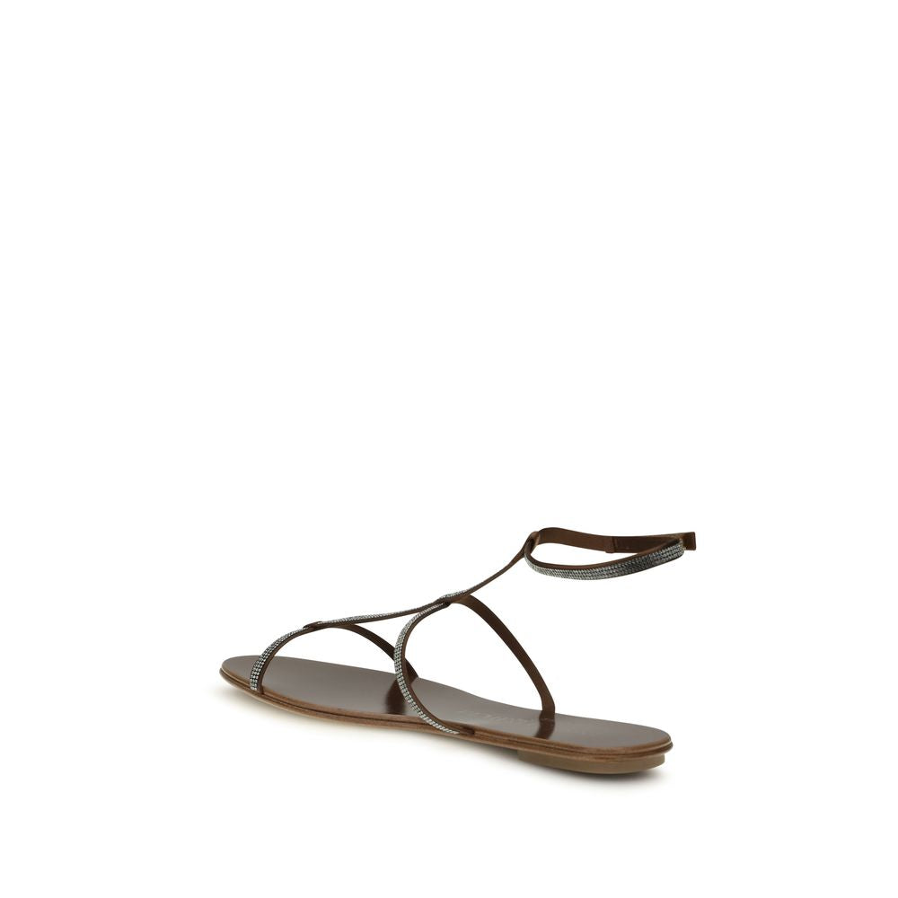 Pedro García Braune Kalbsleder-Riemchensandalen aus Bos Taurus