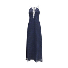 Kristina Ti Blaues Seidenfreizeitkleid