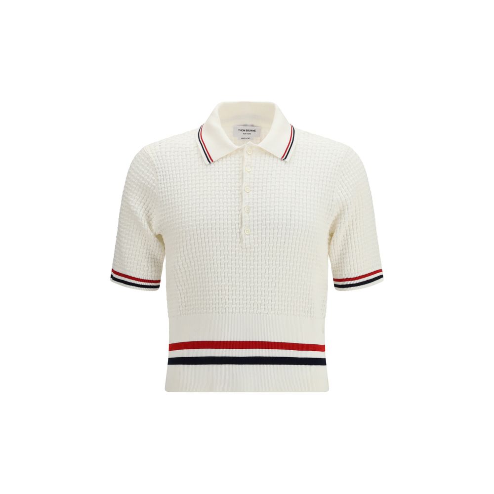 Thom Browne Weißes Baumwoll-Polohemd