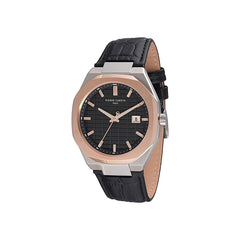 Pierre Cardin Schwarze Lederarmbanduhr