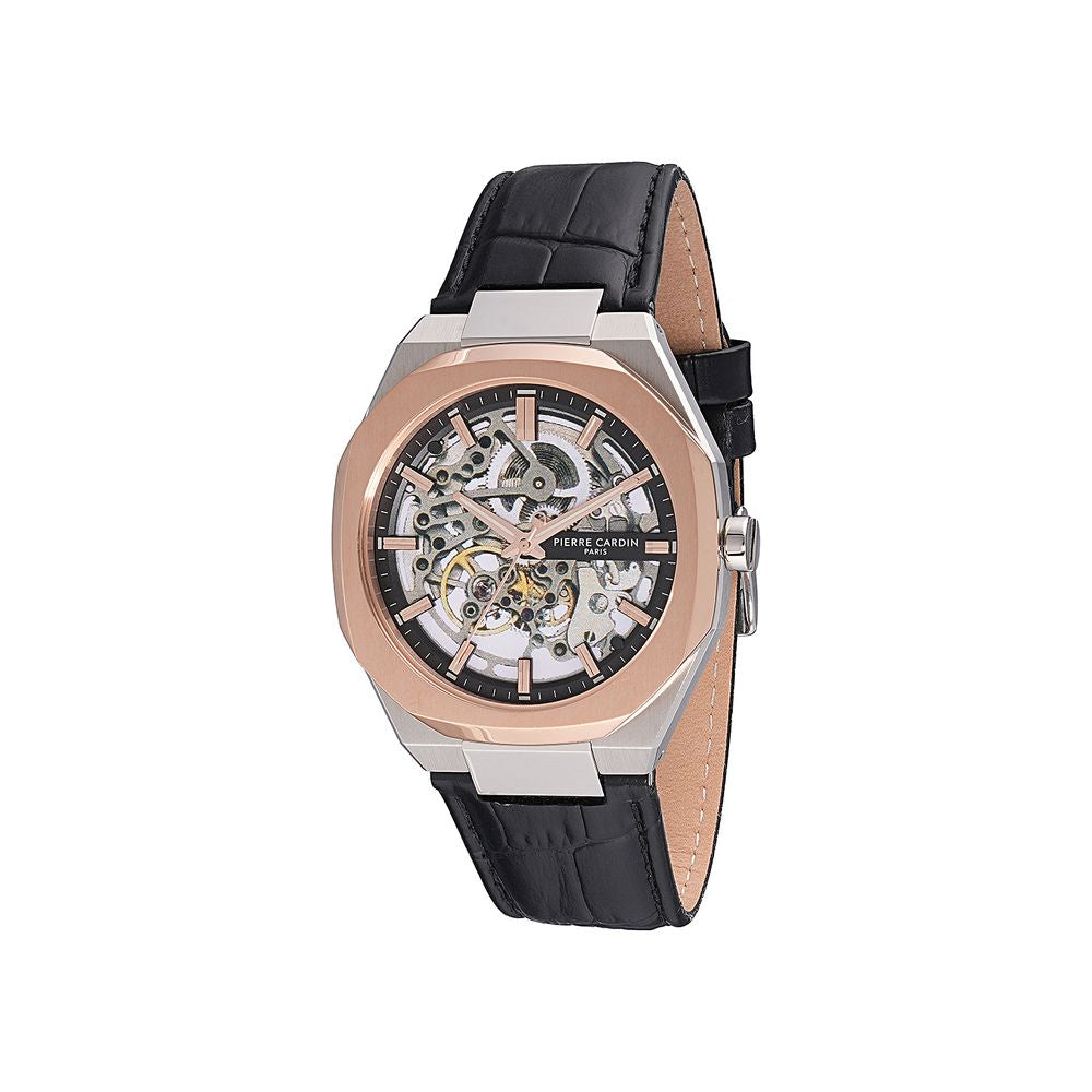 Pierre Cardin Schwarze Lederarmbanduhr
