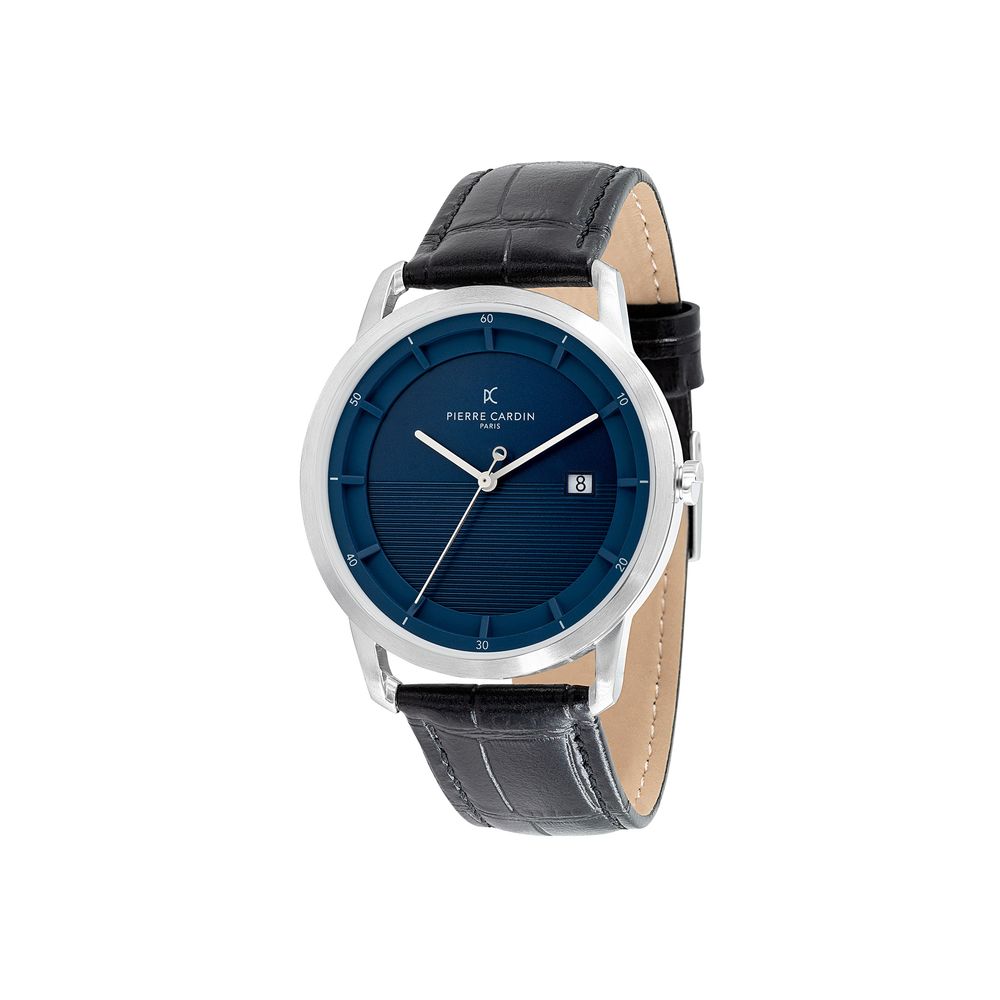 Pierre Cardin Schwarze Lederarmbanduhr