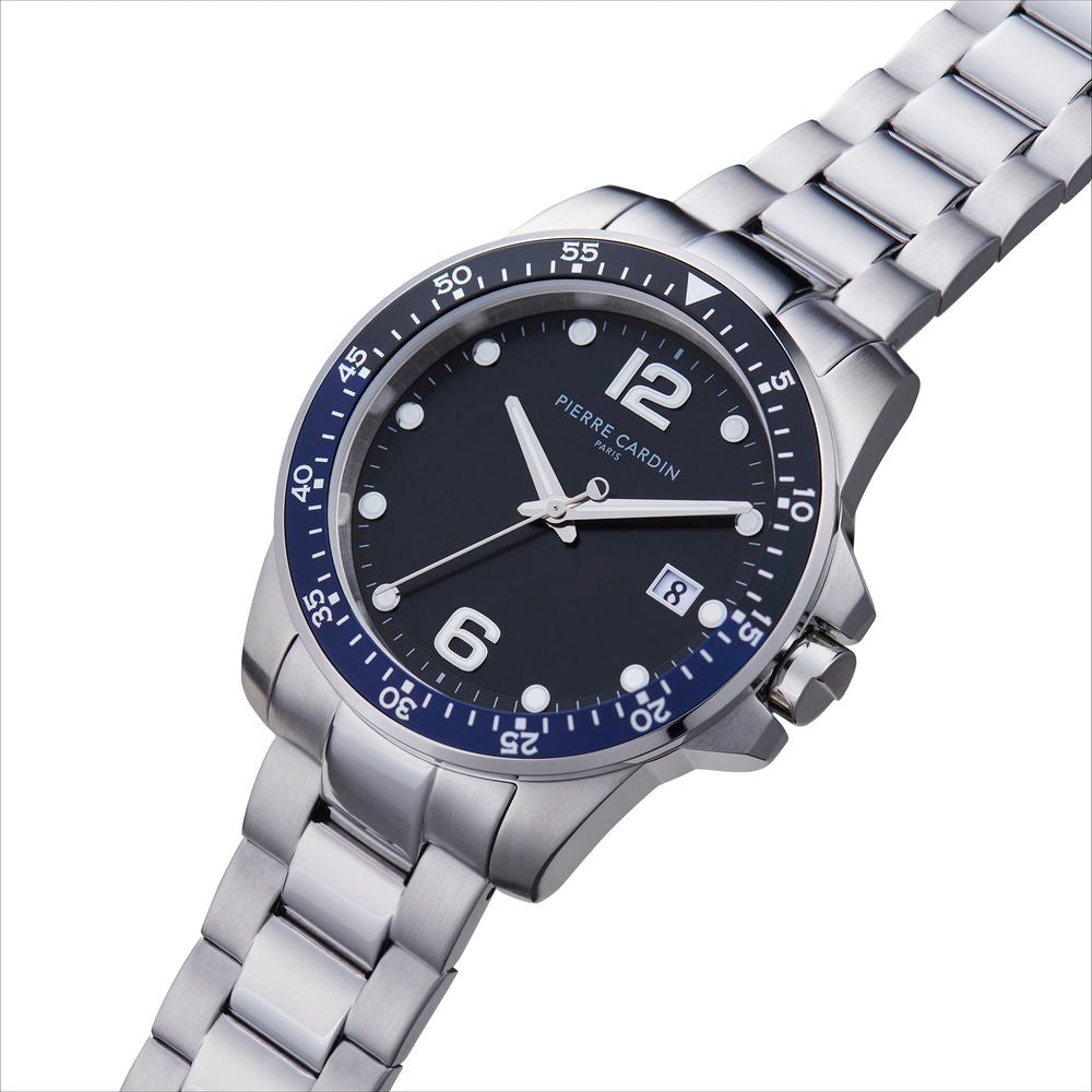 Pierre Cardin graue Edelstahl-Armbanduhr