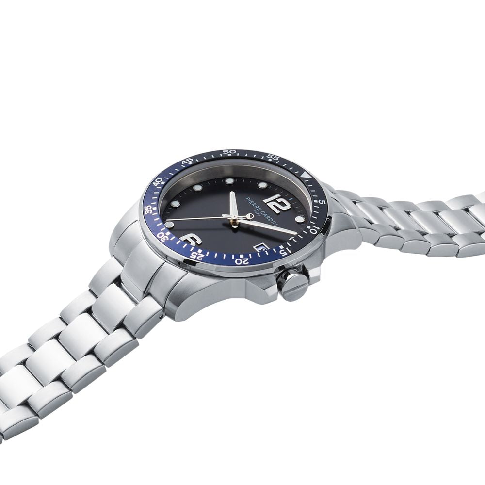 Pierre Cardin graue Edelstahl-Armbanduhr