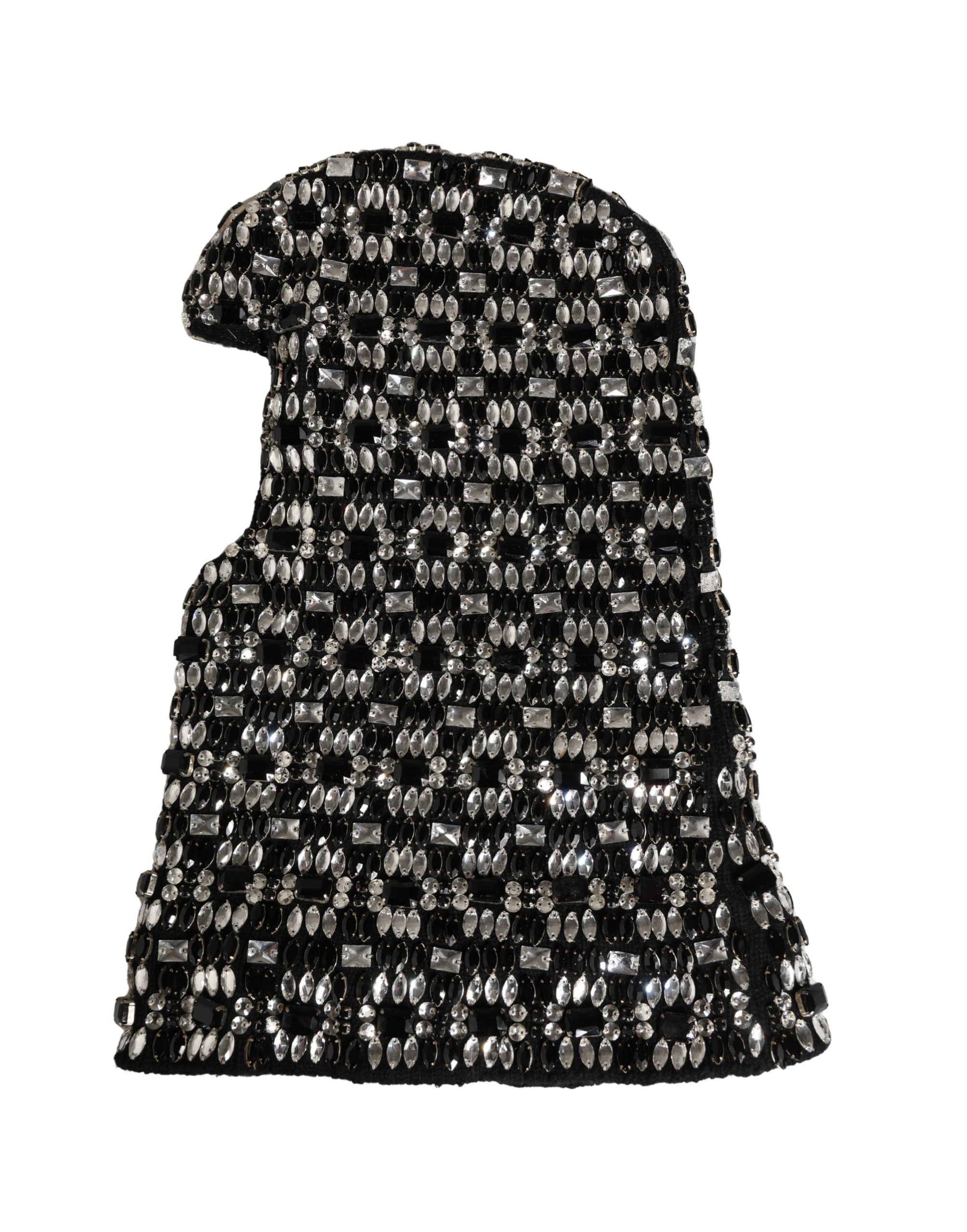 Dolce & Gabbana Schwarze Sturmhaube aus Wolle mit Kristallverzierung