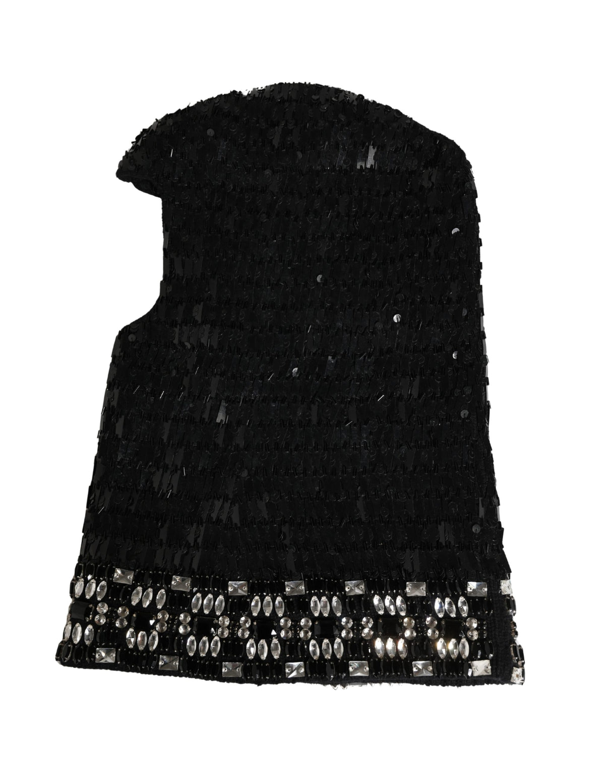 Dolce & Gabbana Schwarze Sturmhaube aus Wolle mit Kristallverzierung