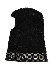 Dolce & Gabbana Schwarze Sturmhaube aus Wolle mit Kristallverzierung