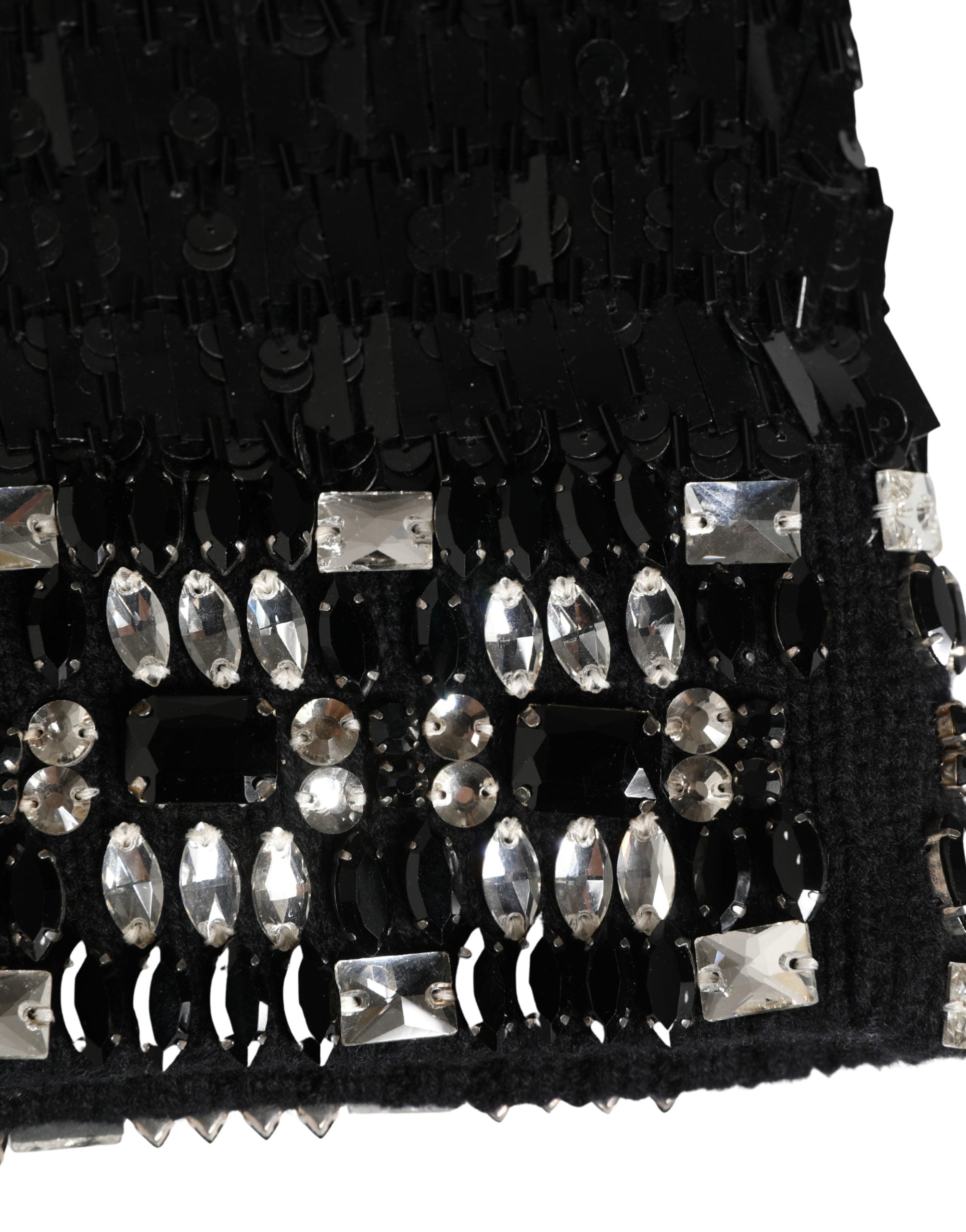 Dolce & Gabbana Schwarze Sturmhaube aus Wolle mit Kristallverzierung