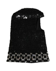 Dolce & Gabbana Schwarze Sturmhaube aus Wolle mit Kristallverzierung