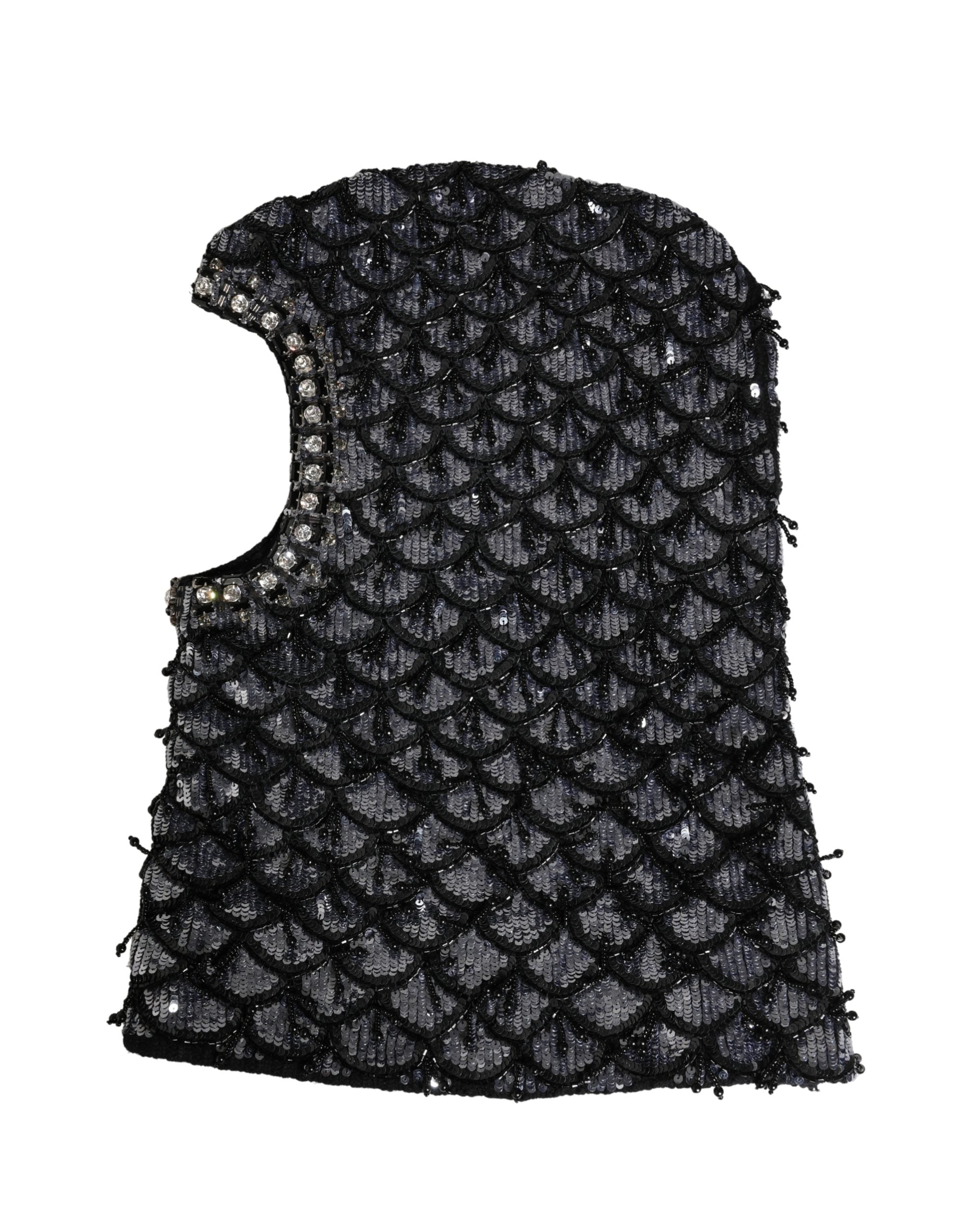 Dolce & Gabbana Schwarze Sturmhaube aus Wolle mit Kristallverzierung
