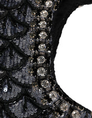 Dolce & Gabbana Schwarze Sturmhaube aus Wolle mit Kristallverzierung