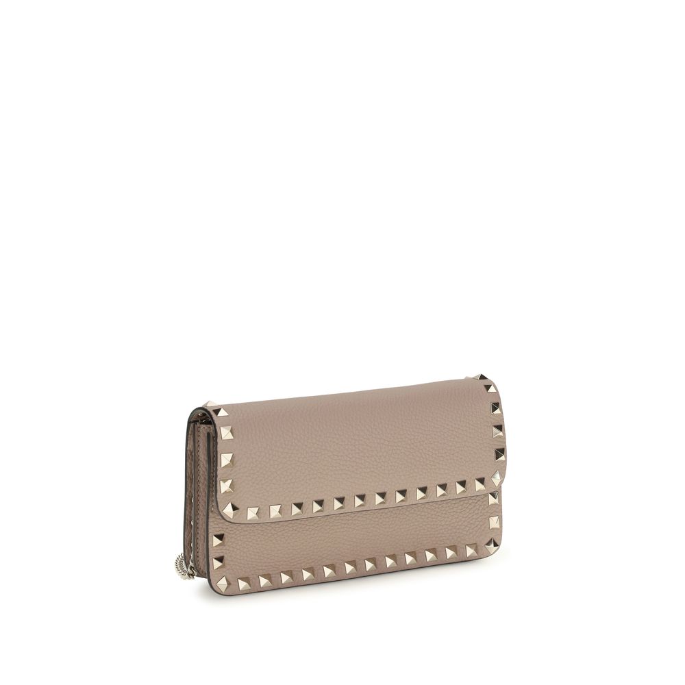 Valentino Garavani Beige Kalbsleder Bos Taurus Portemonnaie