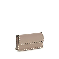 Valentino Garavani Beige Kalbsleder Bos Taurus Portemonnaie
