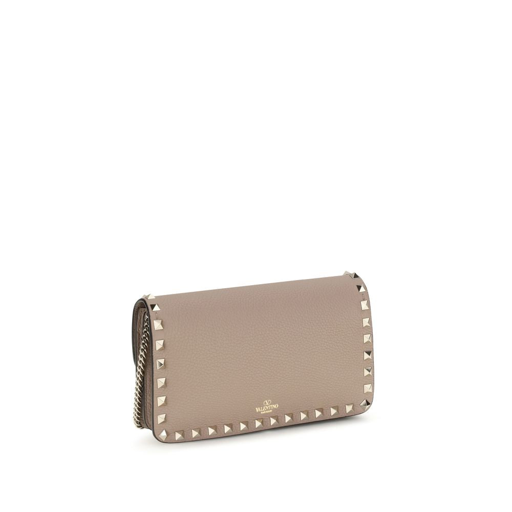 Valentino Garavani Beige Kalbsleder Bos Taurus Portemonnaie