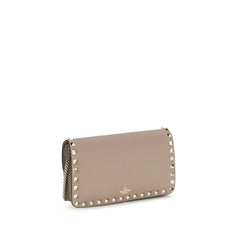 Valentino Garavani Beige Kalbsleder Bos Taurus Portemonnaie
