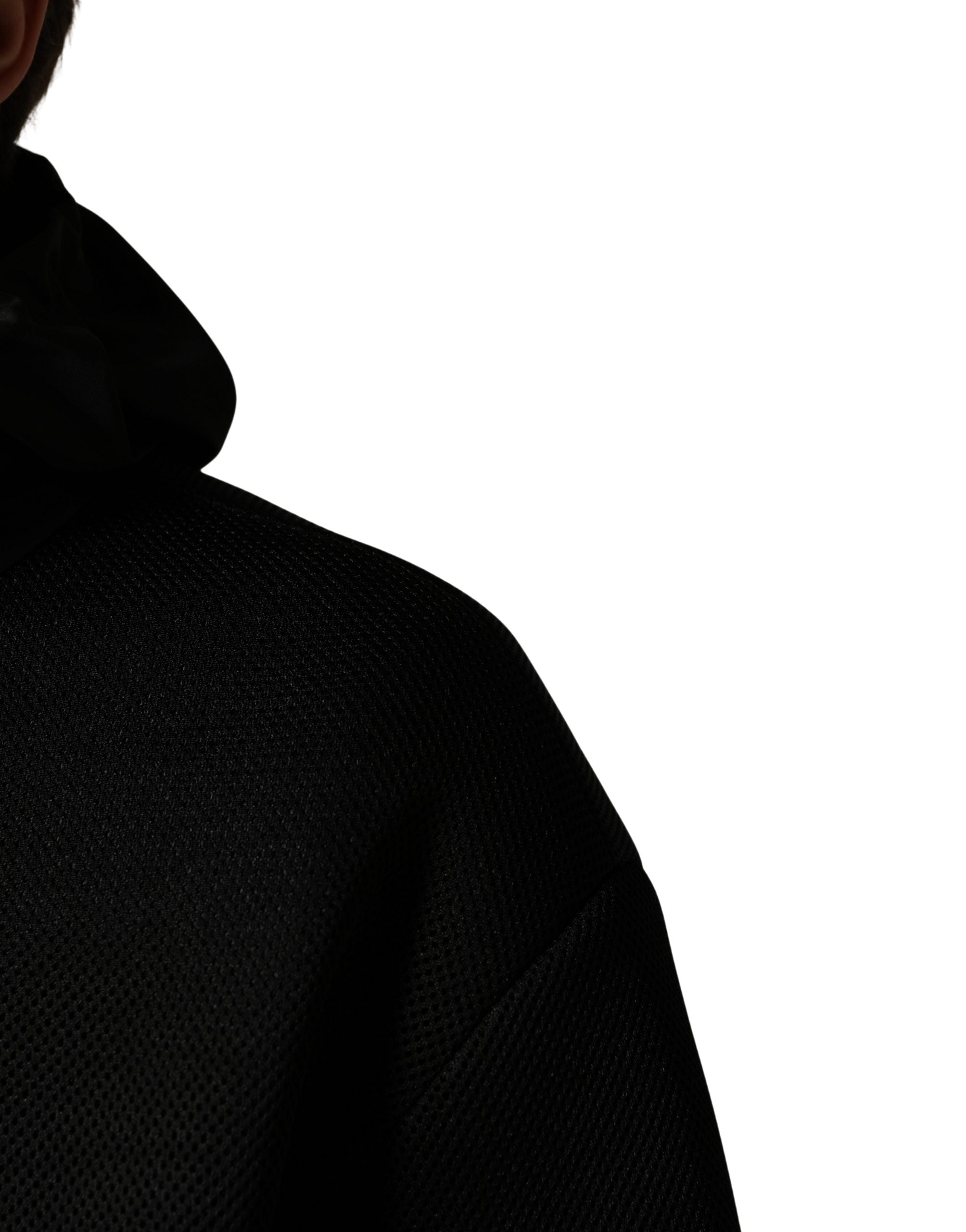 Dolce & Gabbana Herren Schwarze Bomberjacke mit Kapuze und durchgehendem Reißverschluss