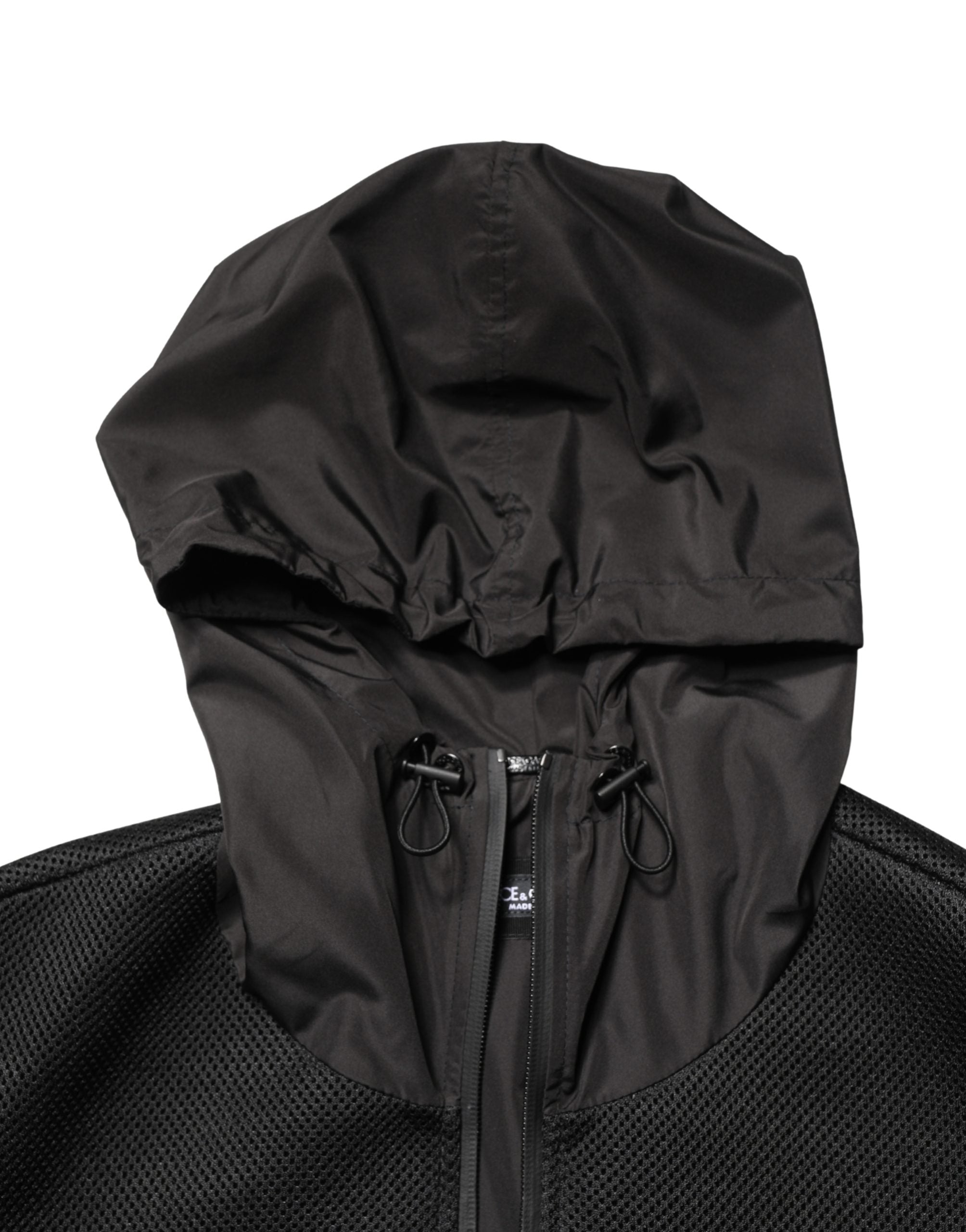 Dolce & Gabbana Herren Schwarze Bomberjacke mit Kapuze und durchgehendem Reißverschluss