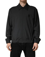 Dolce & Gabbana Zwarte Wollen Bomberjack met Logo en Volledige Ritssluiting voor Heren
