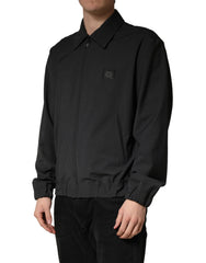 Dolce & Gabbana Zwarte Wollen Bomberjack met Logo en Volledige Ritssluiting voor Heren