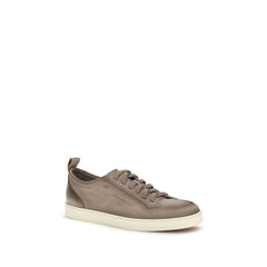 Santoni Beige Kalbsleder Bos Taurus Low Top Sneakers