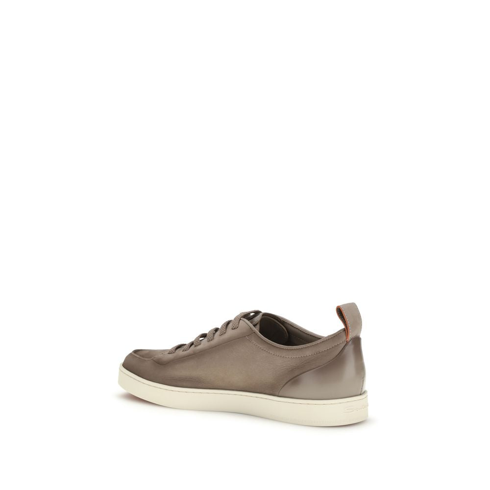 Santoni Beige Kalbsleder Bos Taurus Low Top Sneakers