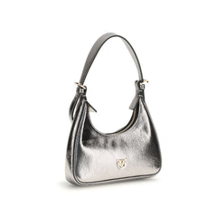 PINKO Silberne Lammleder-Schultertasche Ovis Aries Aries