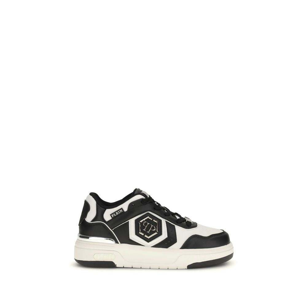 Philipp Plein Schwarze Kalbsleder Bos Taurus Sport-Sneakers