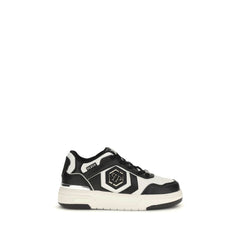 Philipp Plein Schwarze Kalbsleder Bos Taurus Sport-Sneakers