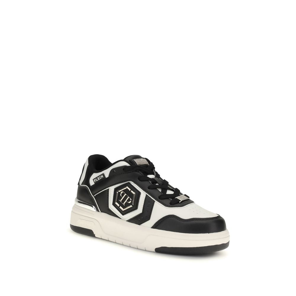 Philipp Plein Schwarze Kalbsleder Bos Taurus Sport-Sneakers