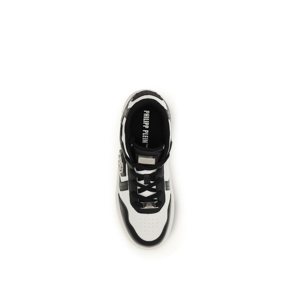 Philipp Plein Schwarze Kalbsleder Bos Taurus Sport-Sneakers