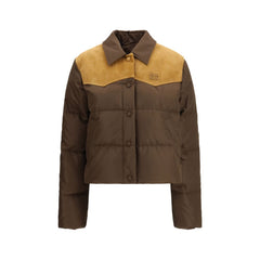 Miu Miu Lange jas van gerecycled bruin polyester
