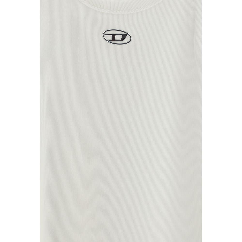 Diesel Weißes ärmelloses T-Shirt aus Baumwolle