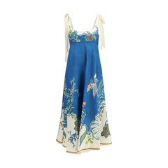 Alemais Blue Linen Casual Dress