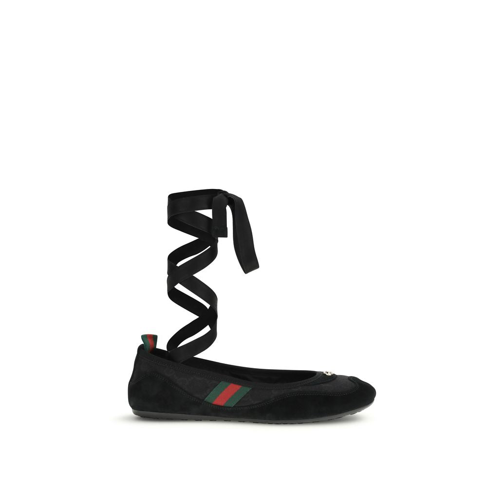 Gucci Schwarze Ballerinas aus Stoff