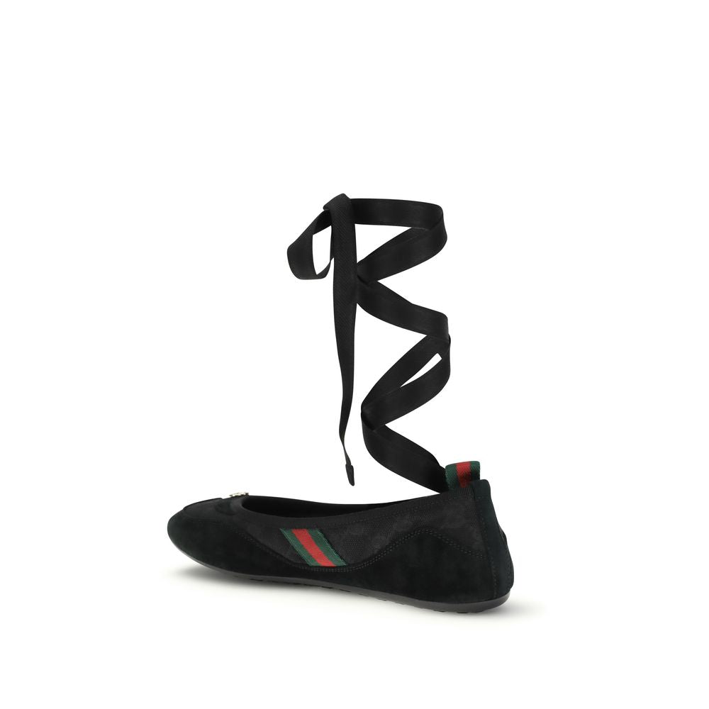 Gucci Schwarze Ballerinas aus Stoff