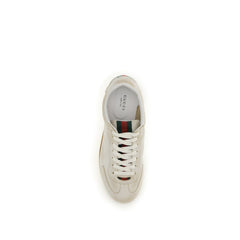 Gucci White Calf Leather Bos Taurus Low Top Sneakers