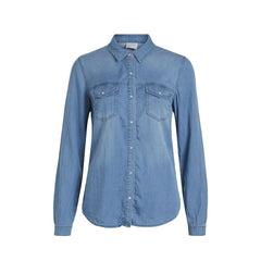 Vila Clothes Light Blue Cotton Blouse