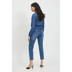 Vila Clothes Blue Cotton Blouse