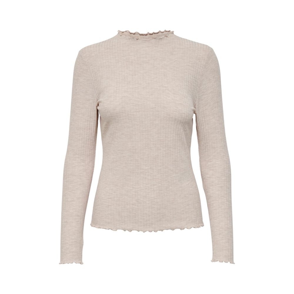 Nur beigefarbener Rollkragenpullover aus Polyester