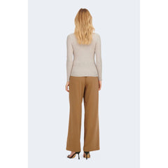 Nur beigefarbener Rollkragenpullover aus Polyester