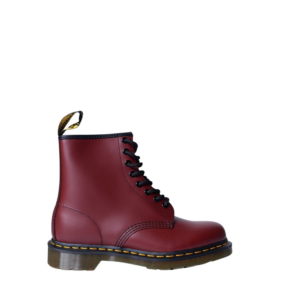 Dr. Martens Bordeauxfarbene Leder-Schnürstiefel