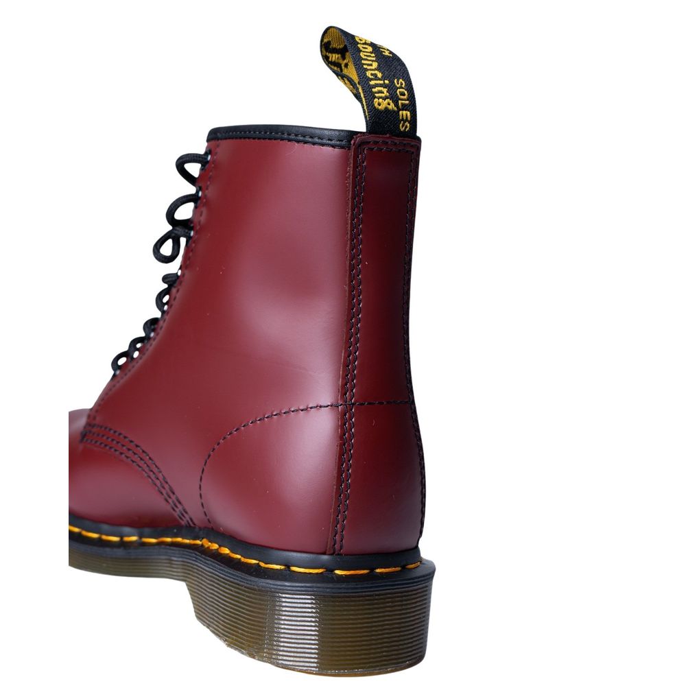 Dr. Martens Bordeauxfarbene Leder-Schnürstiefel