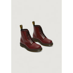 Dr. Martens Bordeauxfarbene Leder-Schnürstiefel