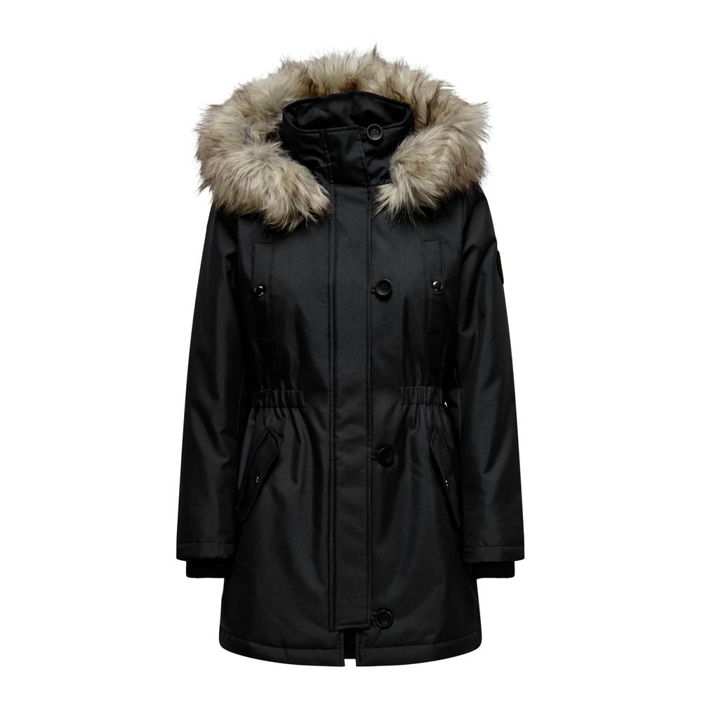 Nur schwarzer Polyesterparka