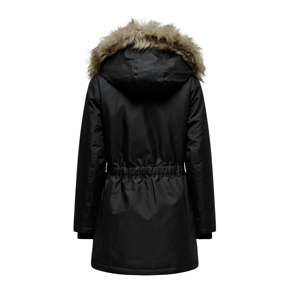 Nur schwarzer Polyesterparka