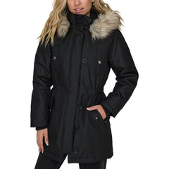 Nur schwarzer Polyesterparka