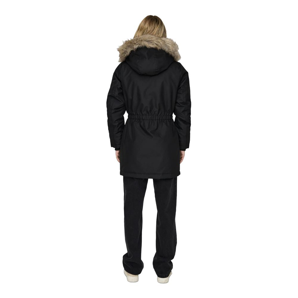 Nur schwarzer Polyesterparka