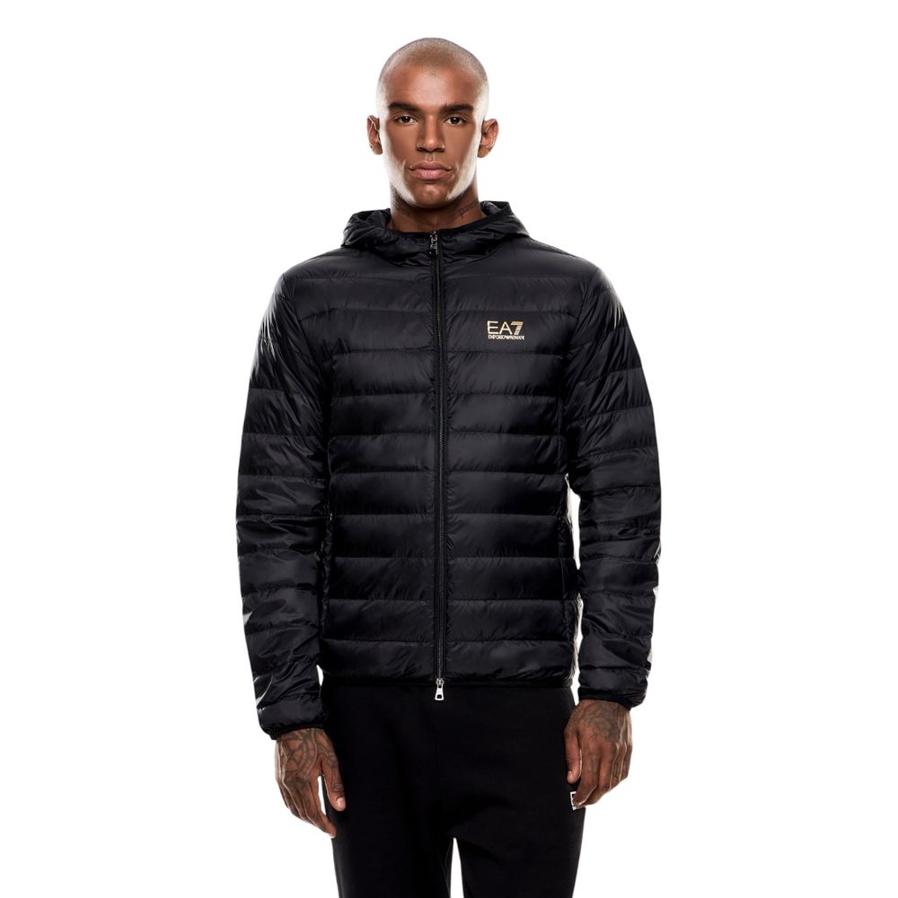 EA7 Emporio Armani Bicolor Polyamid-Jacke in voller Länge