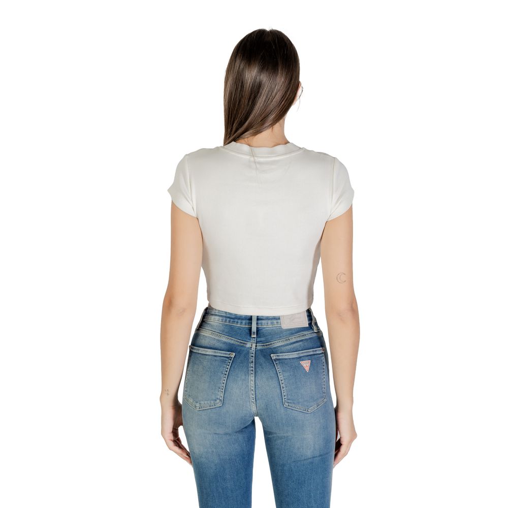 Calvin Klein Jeans Cremefarbenes Baumwoll-T-Shirt