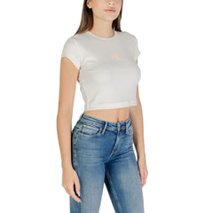 Calvin Klein Jeans Cremefarbenes Baumwoll-T-Shirt
